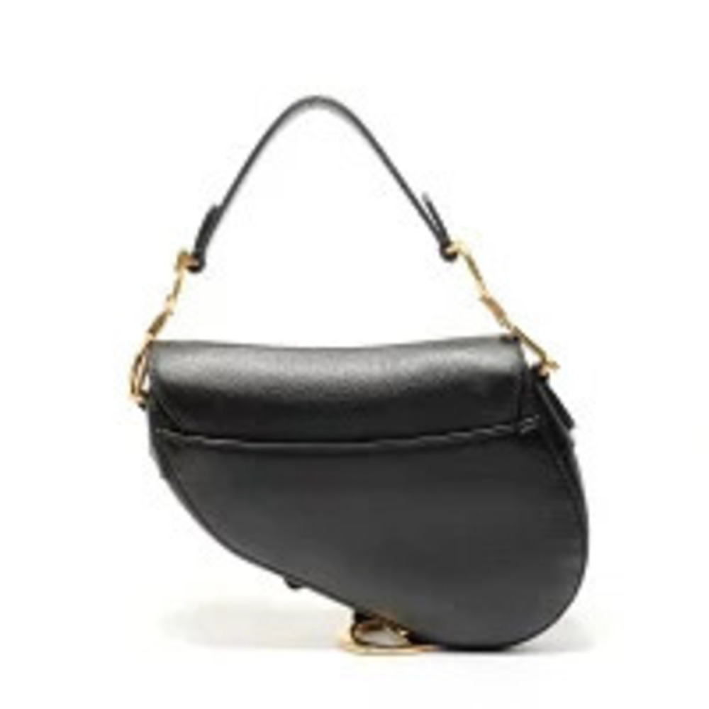 Christian Dior Saddle Hobo Leather Handbag Black